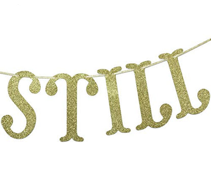 Qttier We Still Do Banner, Gold Glitter - color: Gold