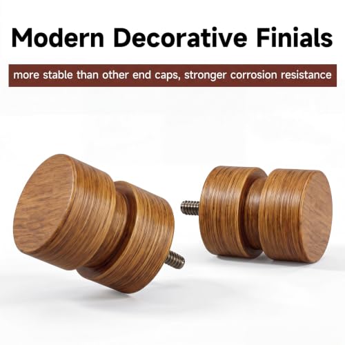 Wood Grain Curtain Rods for Windows 28 to 48 Inches, 1 Inch Heavy Duty Rustic Decorative Curtain Rod with Modern Wood Look Finials, Adjustable Window Rod Set for Bedroom Living Room - color: Wood Grain, size: 28"-58"