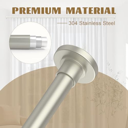 GXOACKJ Brushed Nickel Shower Curtain Rods - 31-68 Inch Spring Tension Shower Rods for Bathroom, Adjustable, No Drilling, No Rust, Stainless Steel - color: Brushed Nickel, size: 31-68 inches
