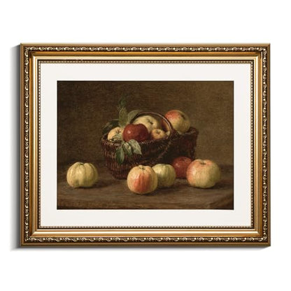 VIYYIEA Gold Framed Apple Still Life Wall Art Canvas Painting, 13×16 Inch - color: Apple Still Life, size: 16"L x 13"W