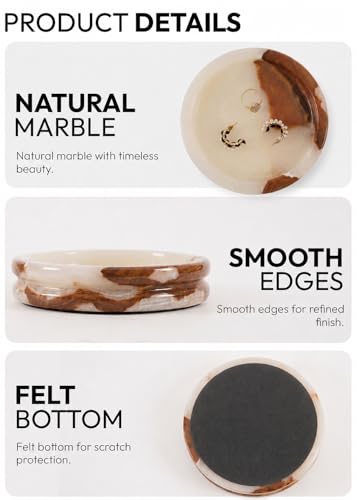 Marble Jewelry Dish, 5" Handmade Cream Onyx Ring Tray - color: Cream Onyx