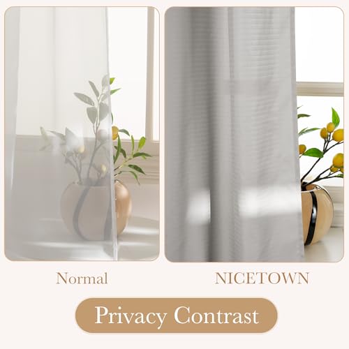 NICETOWN Semi Sheer Curtains 84 Inch Length 2 Panels Set for Living Room - color: Silver Grey, size: 52"W x 84"L (Pack of 2)