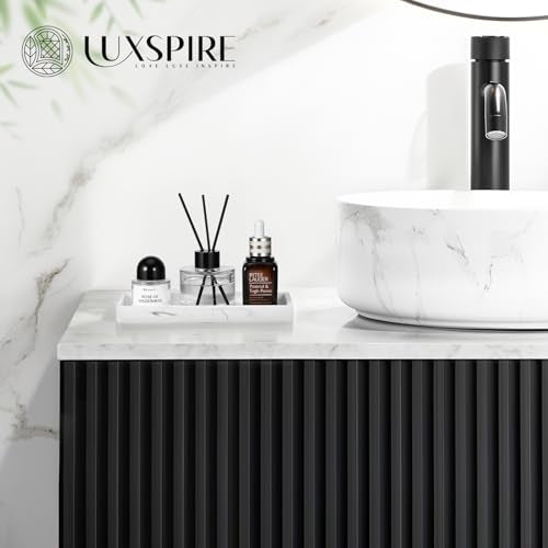 Luxspire 2 Pack Silicone Bathroom Tray 7.9" Vanity Tray, Marble White - color: Marble White, size: 7.87 × 3.94 × 0.79 in