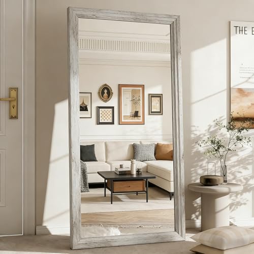 ZHUNFA Full Length Mirror, 71x32 Inch Full Length Mirror Wall Mounted - color: Wood White, size: 71"L x 32"W