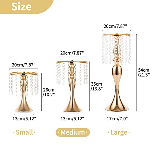 NUPTIO Tall Vase Table Centerpiece, 13.8", Gold, 10 Pcs | Crystal Metal Flower Holder Stand, for Wedding Reception, Tables, Road Lead, Party - color: Gold, size: 10 x M
