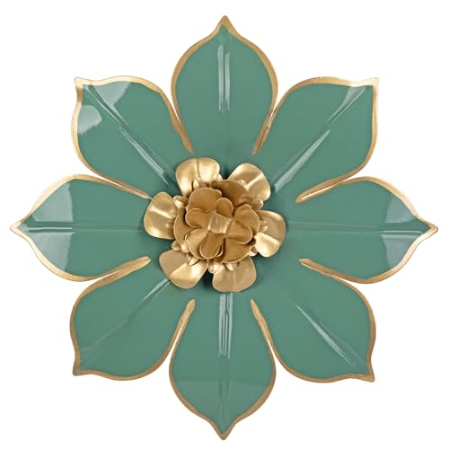 Villa Como 10" Green and Gold Metal Flowers Wall Art Decor Wall Accent 1PC - color: # 1 Green