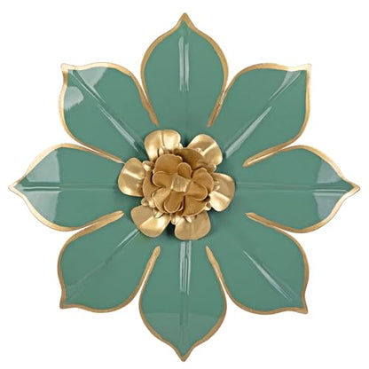 Villa Como 10" Green and Gold Metal Flowers Wall Art Decor Wall Accent 1PC - color: # 1 Green