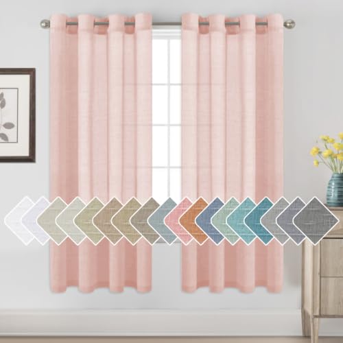 H.VERSAILTEX Baby Pink Linen Sheer Curtains 72" 2 Panels Grommet - color: Baby Pink, size: 52"W x 72"L (Pack of 2)