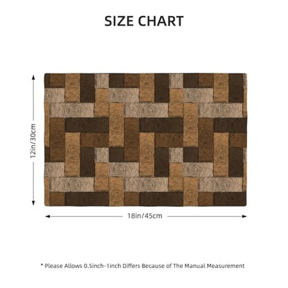 Chocolate Parquet Placemats Set of 4 Linen Washable 12x18 inch - color: Chocolate
