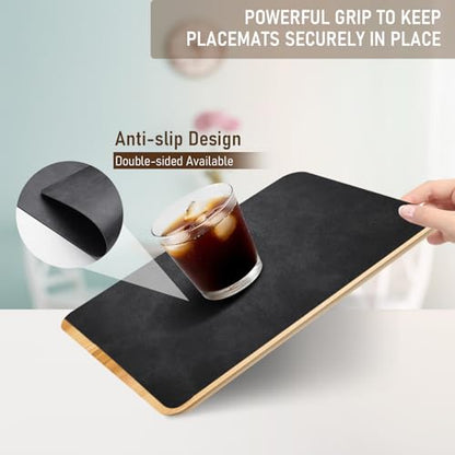 UnivoColors Placemats,Heat Resistant Placemats Set of 4 Washable 12 x 17 Inch,Waterproof Table Mats,Wipeable Pu Place Mats for Kitchen,Dining Room.Dark Grey - color: Washed Dark Gray