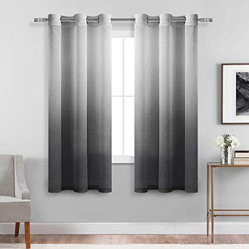 DWCN Black Ombre Sheer Curtains 63 Inches Long for Living Room 2 Panels Set - color: Black, size: 42"W x 63"L (Pack of 2)