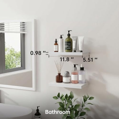 Floating Shelves for Wall,White, 11.8"L x 5.5"D x 0.98"H,Set of 2 - color: White, size: 11.8''(Thinner)