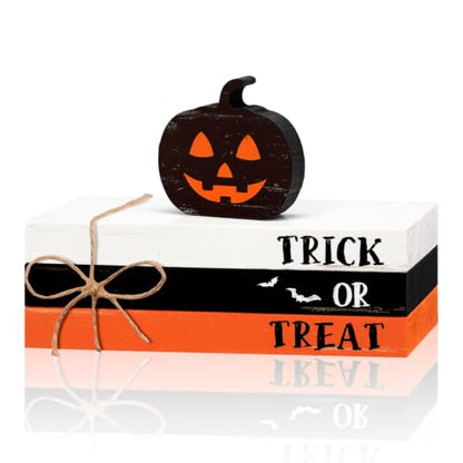 Smile Happy Halloween 나무 스택 호박 미니 인조 책 번들 - style: 고스트 펌킨