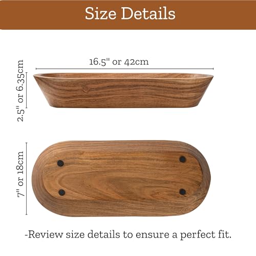 Mie Creations 16.5'' Large Wooden Dough Bowl for Decor, Table Centerpiece