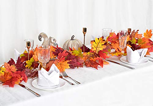 Lvydec 2 Pack Fall Garland Decoration - 5.8ft/Strand Artificial Maple Garland Colorful Leaves Autumn Decor for Home Wedding Party Thankgiving (Mixed Color) - color: Brown and Orange
