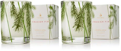 Thymes Frasier Fir Pine Needle Candle – Holiday Candles for Home Scented with Notes of Crisp Siberian Fir, Cedarwood & Sandalwood – Christmas Decor (2 oz) (Pack of 2) - size: 2 oz (Pack of 2)