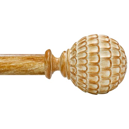 Ycolnaefllr Wood Pinecone Curtain Rod, Farmhouse Heavy Duty, Fits 66-120" - color: Wood, size: 36-120"
