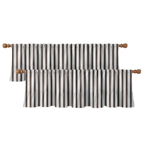 Emvency Valances for Windows, Line Ruffle Hem, 2 Pack 52x18 Inch, Striped - color: Brown