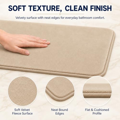 Beige Bath Mat Sets Extra Soft Memory Foam Bathroom Rugs 3 Piece Non Slip Absorbent & Dry Living Mat Sets Washable Bath Carpets with Toilet Rug,Bath Rugs for Bathroom,Tub,Shower,Kitchen,Bedroom - color: Beige