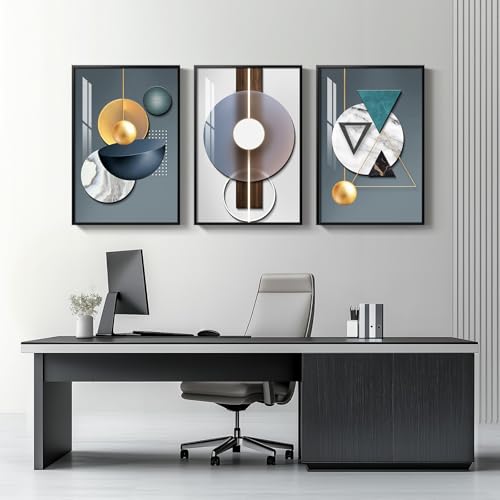 Large Framed Modern Wall Art for Living Room, 3 Piece 24x36 In - color: Geometric Melody, size: 24" W x 36" H x 3 pieces