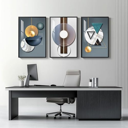 Large Framed Modern Wall Art for Living Room, 3 Piece 24x36 In - color: Geometric Melody, size: 24" W x 36" H x 3 pieces