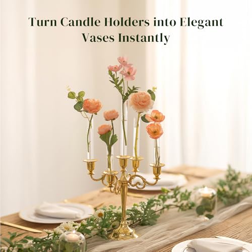 Glasseam Glass Bud Vases for Candle Holder, 6 Pcs Single Stem Flower Vases - size: 3.9"+5.9“+7.8" Tall