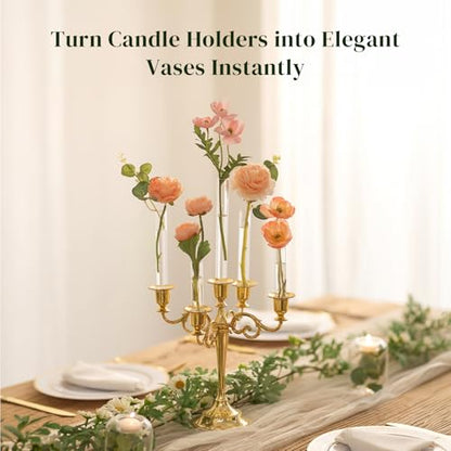 Glasseam Glass Bud Vases for Candle Holder, 6 Pcs Single Stem Flower Vases - size: 3.9"+5.9“+7.8" Tall
