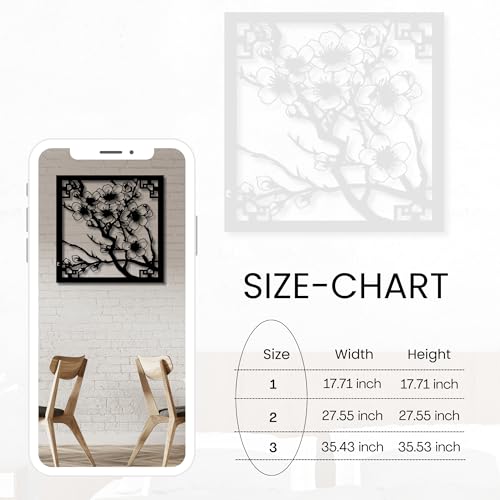 Metal Wall Decor | 17'x 17' x 0.05'' Cherry Blossom Art Themed Wall Decorations | Handmade Indoor and Outdoor Wall Art (17'' x 17'', Cherry Blossom, Black) - size: 17'' x 17'', style: Cherry Blossom