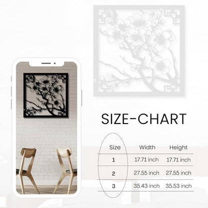 Metal Wall Decor | 17'x 17' x 0.05'' Cherry Blossom Art Themed Wall Decorations | Handmade Indoor and Outdoor Wall Art (17'' x 17'', Cherry Blossom, Black) - size: 17'' x 17'', style: Cherry Blossom