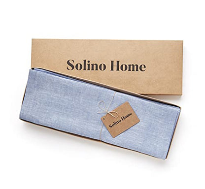 Solino Home 100% 리넨 플레이스 매트 샴브레이 블루, 아테나 35.6 x 48.3cm(14 x 19인치), 4개 세트 - color: 05: 블루 샴브레이, size: 14" X 19" (Set of 4)