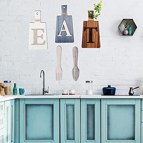 Jetec Cutting Board Eat Sign Set Wall Decor, Gray, White, Brown - color: Gray, White, Brown
