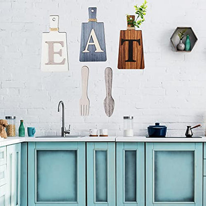 Jetec Cutting Board Eat Sign Set Wall Decor, Gray, White, Brown - color: Gray, White, Brown
