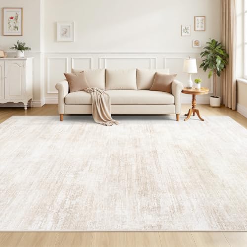 Tosuoka Washable Rug 8x10 Area Rugs for Living Room, Beige Cream Abstract - color: Beige/Cream, size: 8' x 10' (Rectangular)