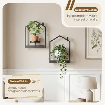 HOOBRO Metal Floating Shelves 2 Pack,Wall Plant Holder Shelf