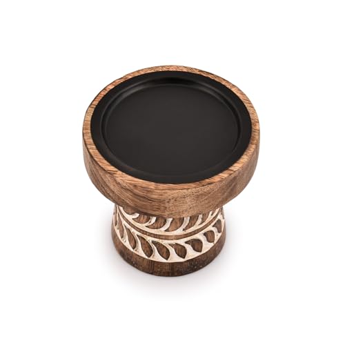 Kimona Candlestick Holders Round Turned Candle Holders for Candles Farmhouse Decorative Candelabras for Table Centerpiece & Home Décor (4" x 4" x 4")