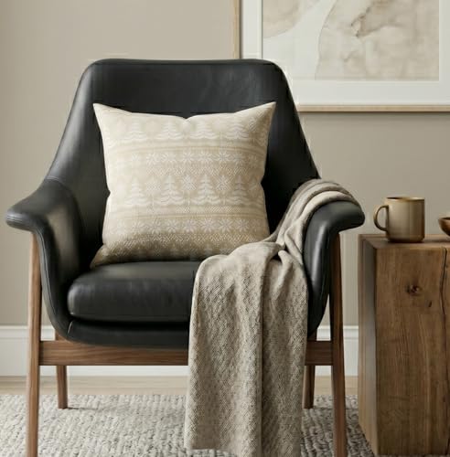 SanVia Designer Cotton Throw Pillow Covers 20x20 for Nooks, Beds & Sofas - color: Taupe Fair Isle, size: 20" x 20" (Pack of 1)