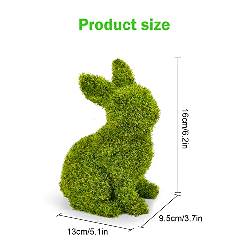 Easter Bunny Decorations,Resin Moss Bunny Figurine,Garden Artificial Moss Rabbit Easter Décor Easter Party Favors Gifts(Medium Sit) - size: Medium Sit