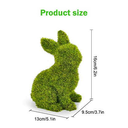 Easter Bunny Decorations,Resin Moss Bunny Figurine,Garden Artificial Moss Rabbit Easter Décor Easter Party Favors Gifts(Medium Sit) - size: Medium Sit