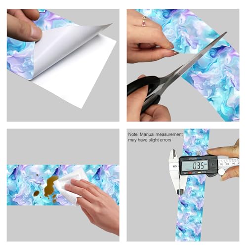 HOMETITUTE Peel and Stick Wallpaper Border 4x196in Watercolor Pattern - color: Blue purple texture