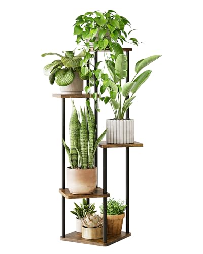 GENTINGBRO Tall Plant Stand Indoor 5 Tiered Plant Shelf - color: Brown Oak 5 Tier