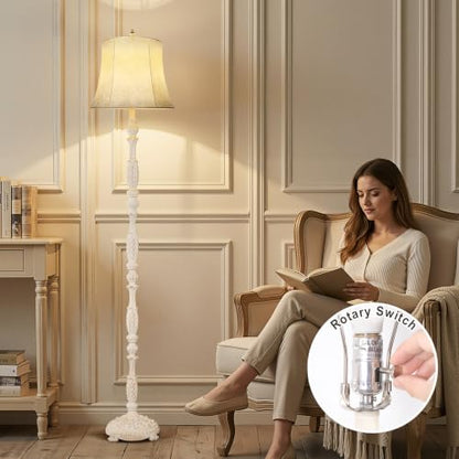 Scenekoy Rustic 66” Wash White Floor Lamp for Living Room Bedroom - color: Beige