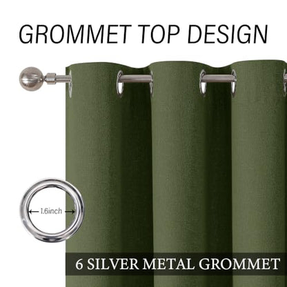 ChrisDowa Olive Green Blackout Curtains 80 Inches Long 2 Panels for Bedroom - color: Olive Green, size: 40"W x 80"L (Pack of 2)