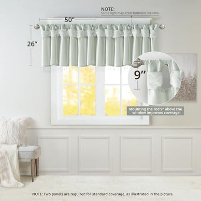 MADISON PARK Emilia Faux Silk Valances for Windows with Beads , Elegant Window Valance , 50" W X 26" L , Dust Aqua - color: Dusty Aqua, size: 50"W x 26"L (Pack of 1), style: Valance