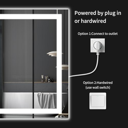 30"x48" LED Bathroom Mirror with Lights | Dimmable，Anti-Fog，Bathroom Vanity Mirror for Wall, Backlit + Front Lit, Memory Function, Shatter-Proof, Tempered Glass - size: 30"L x 48"W