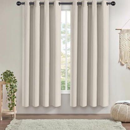 Beige Boho Blackout Curtains 2 Panels for Bedroom 52W*72L - color: Beige, size: 52"W x 72"L (Pack of 2)