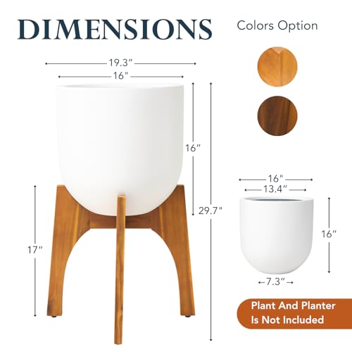 KUTE NEST 17" H x 19.3" W Acacia Solid Wood Plant Stand - Golden Teak - color: Golden Teak, size: High - Medium - 17"H x 19.3"W