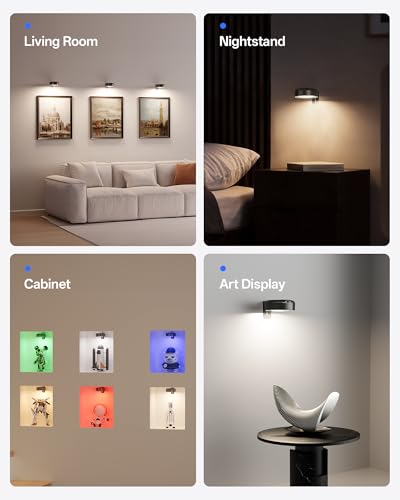 Homelist 3 Pack Picture Lights for Wall, 2200mAh Rechargeable, Black - color: Black