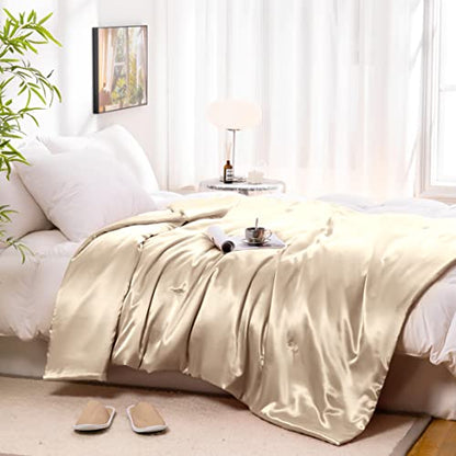Vonty Taupe Satin Throw Blanket 50x60In, Cooling Silky Wrinkle-Free - color: Taupe, size: 50" x 60"