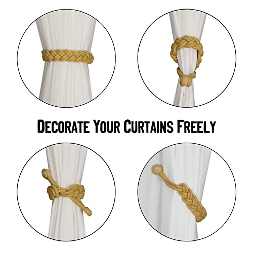 BEL AVENIR Curtain Tiebacks Magnetic 4 Pack Woven Drapery Holdback - color: Gold New- 4pack