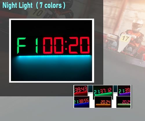 26'' Huge Digital Wall Clock, Home Gym Interval Workout Timers, with Countdown, Stopwatch, 7-Color Light, 8-Alarms, Calendar/Temperature Display, for HIIT/Tabata/FGB/EMOM (Green)